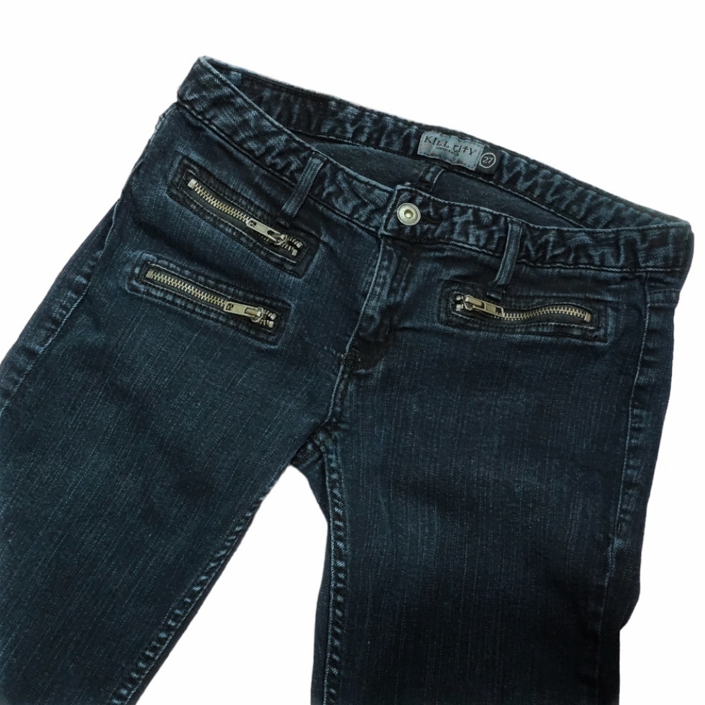 Kill City Conspirators Black Skinny Jeans Zipper Details Sz 27